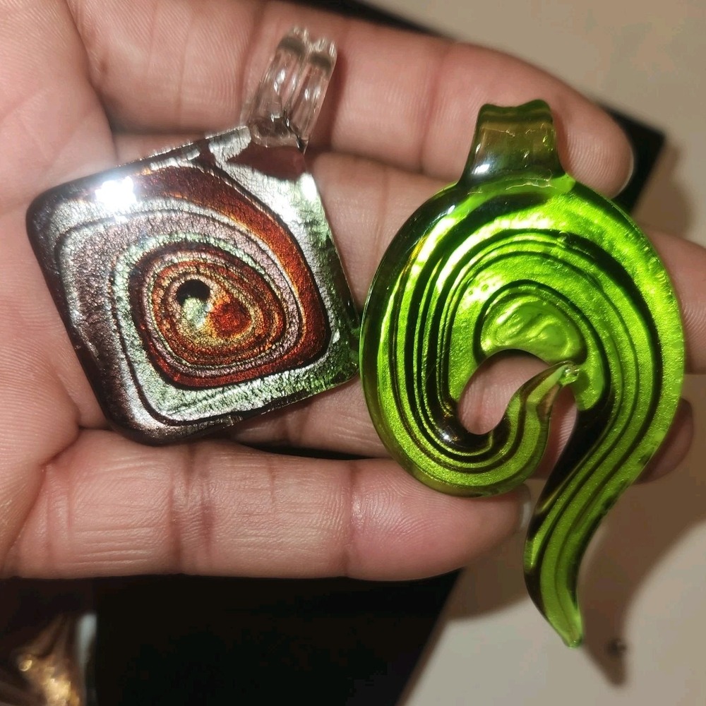 ART GLASS PENDANTS Lot Lampwork Handblown Artisan‎  Dichroic